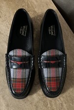 GH BASS WEEJUNS loafers 8.5 D M US MENS LEATHER WOOL PLAID