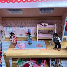 Casa de muñecas de Madera para niñas con 3 Pisos 8 Muebles para Juga