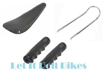 PACKAGE: 20" BLACK BANANA SEAT 24" long SISSYBAR GRIPS LOWRIDER BIKES NEW