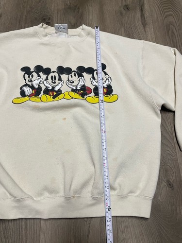 Vintage 1990s New Mickey-Inc Mickey-Mouse Crewneck-Sweatshirt L Tan USA - Picture 10 of 11