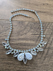 Vintage Blue Rhinestone Necklace Beautiful Marquise & Square Cut w Leaf Accents — photo 10