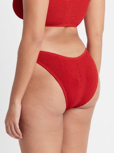 bond-eye Crinkle Sign Brief Bikini Swim Bottom, Red, Black, One Size/2-8 - Picture 5 of 5