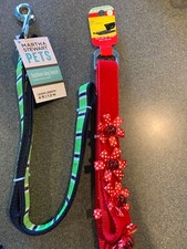 Dog Collar Leash Holiday Red Green Lot Of 2 With 100 PROCEEDS TO RESCUE L Large