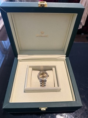 Rolex Datejust Women's Two-Tone Champagne Dial Diamond Bezel Watch w/ Box