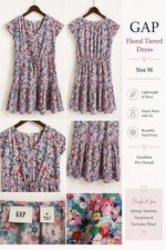 Crewcuts Gap Floral Fit & Flare V-Neck Cap Sleeve Knee Dress Size M