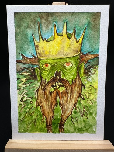 ACEO Original Lich King Art Card OOAK Fantasy Watercolor WilleyWorksArt