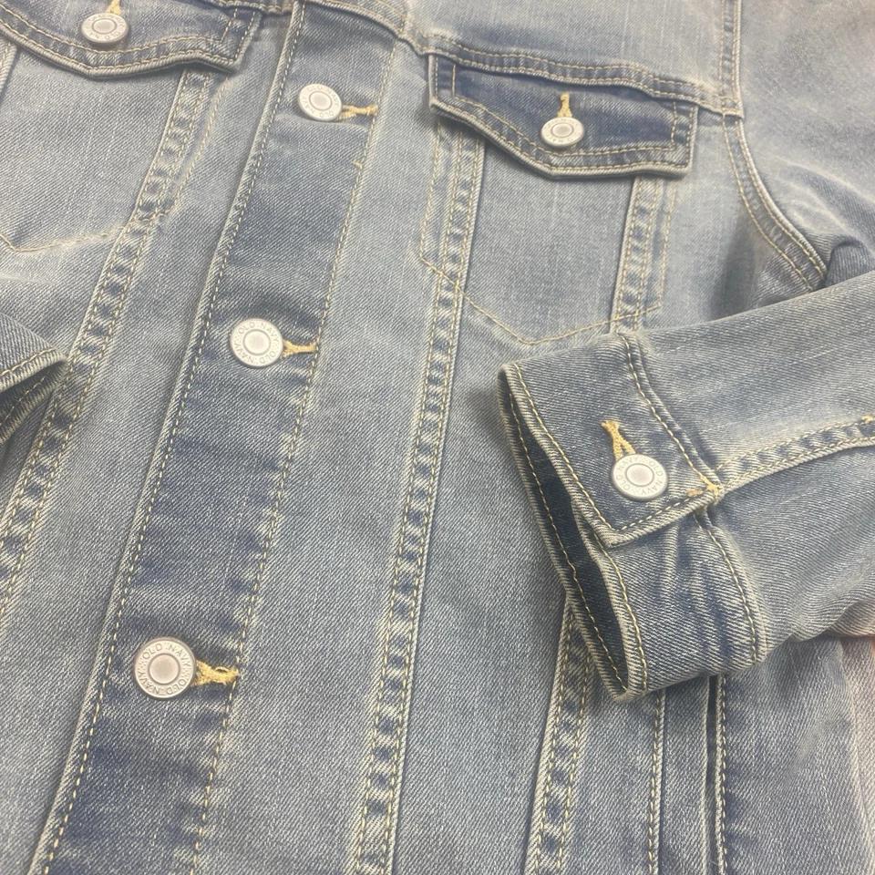 Old Navy Jacket Youth 10-12 Large Button Up Denim Hoodie Jean Stretch Boys - Image 3 of 4