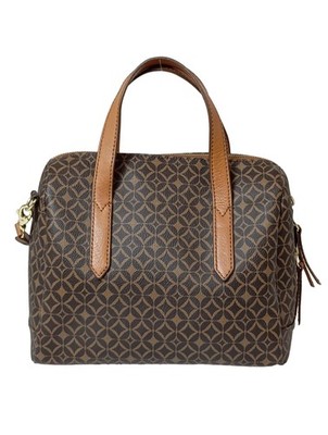 FOSSIL Schultertasche Mittel Damen Tasche braun-creme Casual-Look