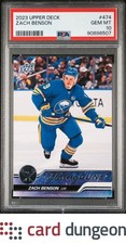 Zach Benson 2023 Upper Deck #474 Young Guns - 90898507 PSA 10