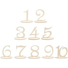 10 Pcs Tabletop Wooden Number Signs Decorative Reserved Seat Signs for Banquet