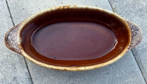 Vintage Hull Pottery Brown Drip Oval Au Gratin/Casserole Dish 10” x 5” x 1.75”