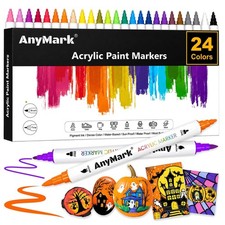 Acrylmarker 24 Farben Doppelspitze Pinsel- und Feinspitze