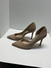 Sam Edelman D'Orsay Pump Heel Women's Sz 6 Beige Leather Pointed Toe Slip On