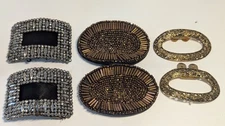 {Lot of 3 pair} antique cut steel FRANCE, beaded  copper, Shoe Clips/Buckles