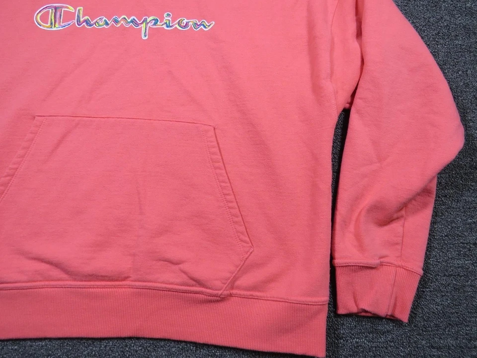 Champion Sudadera con Capucha Mujer XL Rosa Pullover Bordado Deletrear Logo Foto 4 de 4