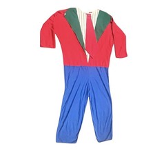 Vintage Adult Clown Halloween Costume Red Blue Green