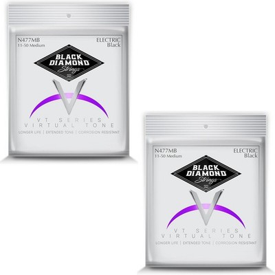 Black Diamond Guitar Strings 2 Sets Electric Medium .011-.050 Black Steel