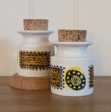 Pair of Rare Portmeirion Talisman Spice Jars Yellow & Black Susan Williams-Ellis