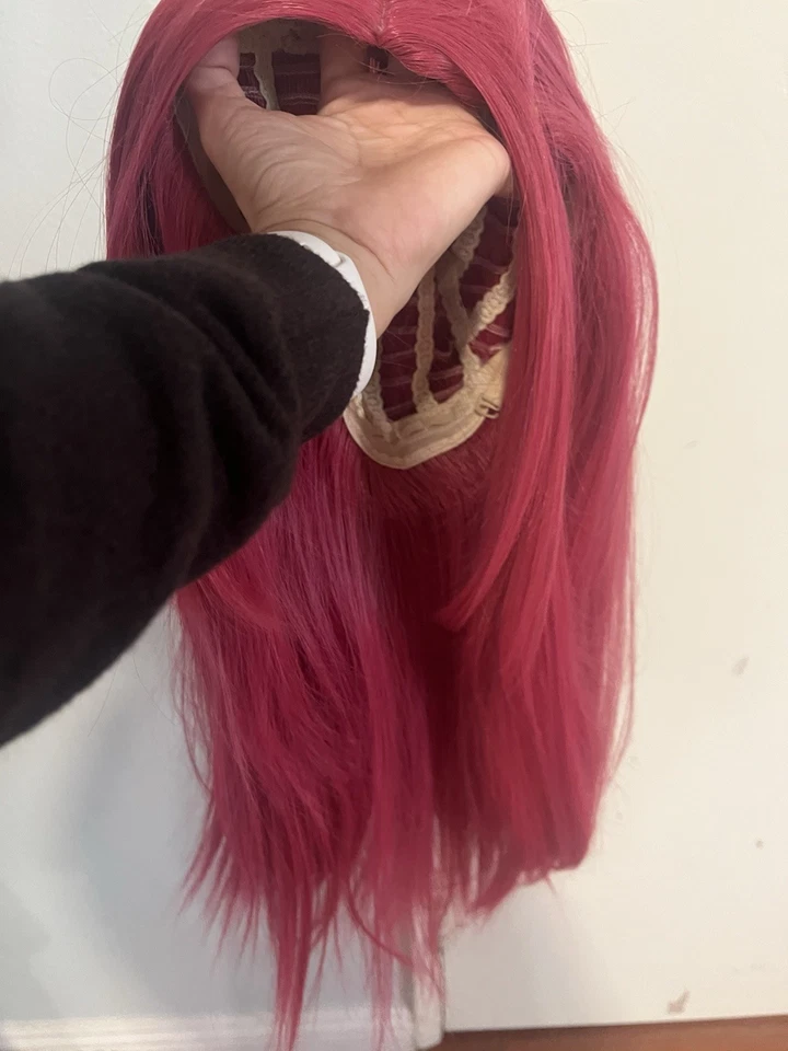 假发美人鱼长洋红色粉红色假发服装角色扮演  — 第 2/4 张图片