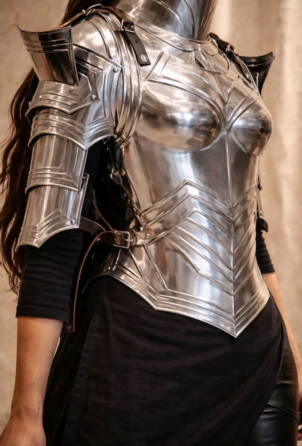 Mujer Medieval Acero Coraza Armadura LARP Disfraz Disfraz Fantasía Guerrero Regalo
