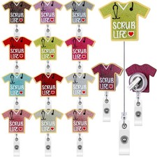 14 Pcs Nurse Retractable Badge Reel Glitter CNA Badge Clip Holder for Nurse S...