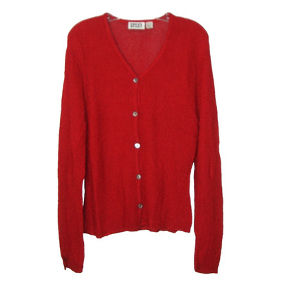 CHICO'S D-E-S-I-G-N Red Rayon V-Neck Cardigan Sweater Size S/M