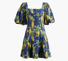 NEW, Farm Rio Pineapple Print Linen Blend Minidress in Navy Sz S #MD1336