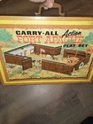 VIntage 1968 Marx Fort Apache Tin Litho Carry-All Play Set #4685 w/ Accessories