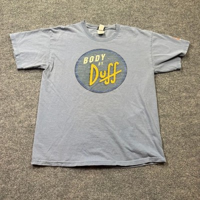 Universal Studios 'Body by Duff' T-Shirt Mens L Blue Vintage Graphic Tee Comedy