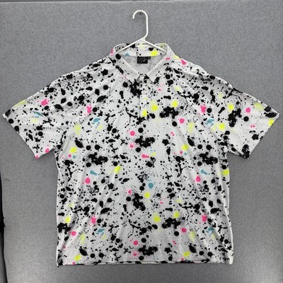 Sunday Swagger Golf Polo Shirt Mens Sz 4XL Graffiti Splatter Pattern Performance