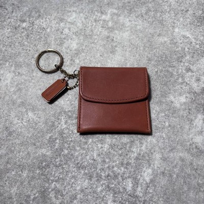 Old Coach Leather Coin Case Brown Key Ring | eBay