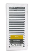 New 4x10 Floor Register White Metal Adjustable Damper Louvered Vent Grille