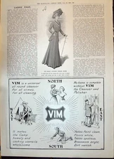 Antique Old Print 1908 Ladies Fashion Autumn Tailor-Made Gown Vim Cleaning 20th