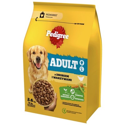 2,6 kg PEDIGREE Trockenfutter mit Geflügel und Gemüse für adulte Hunde M, L