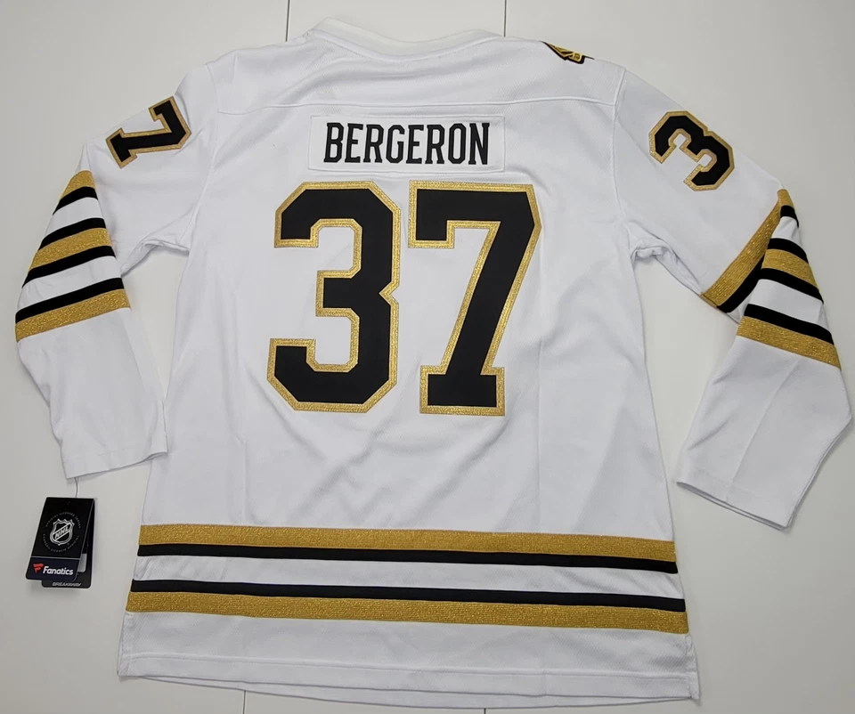 波士顿棕熊队 Patrice Bergeron #37 NHL 曲棍球球衣白色女式 2XL 码全新 — 第 2/4 张图片