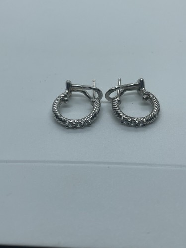 Judith Ripka Sterling Silver Pink Sapphire And Cubic Zirconia Hoop Earrings - Picture 2 of 5