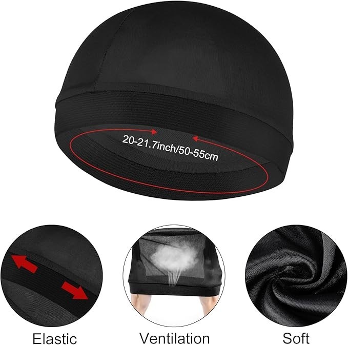 4Pcs Silk Durag for Black Men, Satin Silk Hair Bonnet, Elastic Band Wave Caps fo