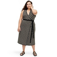 Diane Von Furstenberg For Target Vintage Wesve Knit Midi Wrap Tie Dress, Sz L