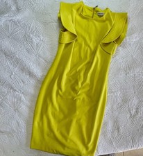 Calvin Klein Size 6 Mustard Scuba Sheath Dress Flutter Sleeve Reg.134$