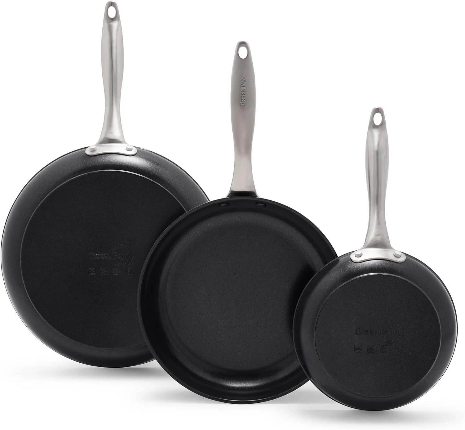 Ceramic Nonstick Frying Pan Set, 3 Sizes, PFOA-Free, Oven Safe