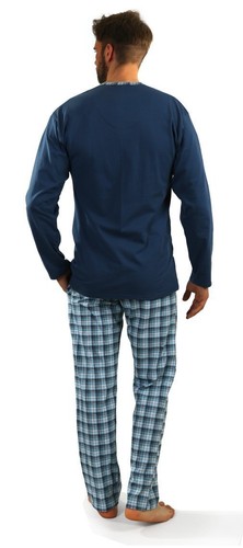 Herren Schlafanzug Sesto Pyjama 100% Baumwolle Langarm + Pyjamahose Nachtanzug - Bild 19 von 93