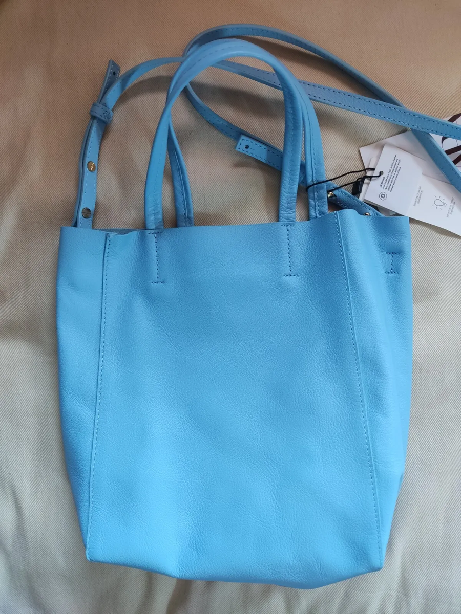 ZARA GENUINEN LEATHER MIDI TOTE BAG CLASSIC MINIMAL