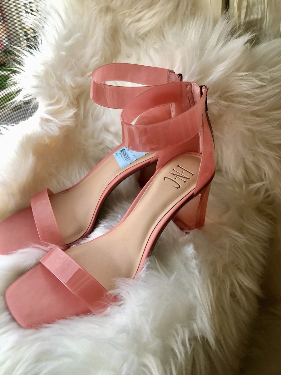 INC Pink Ankle Strap Vinyl Open Toe Heel Sandals Size New
