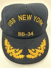 Vintage USS New York BB-34 US Navy Snapback Hat Cap Hampton Co Made in USA