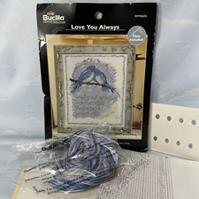 Bucilla Punto de Cruz Pájaros Azules “Love You Always” Kit Completo Nuevo Reenvasado