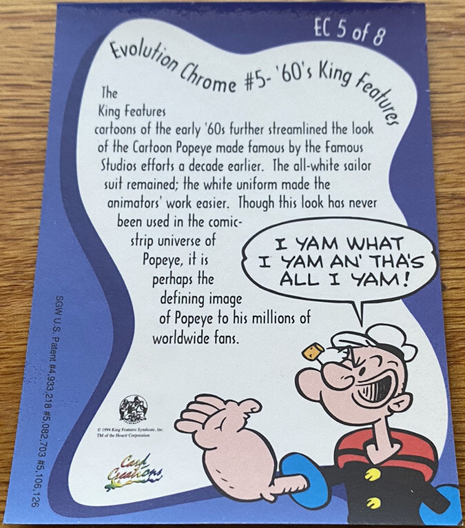 1994 Popeye Evolution Chrome 60s King Features #EC5 of 8 Card