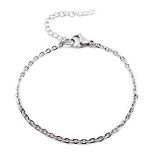 Bracciale a catena in ACCIAIO INOX argento Regolabile da Uomo Donna braccialetto