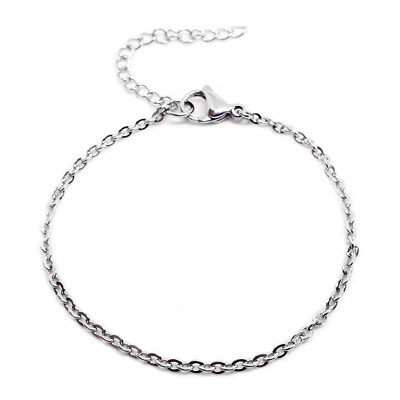Bracciale a catena in ACCIAIO INOX argento Regolabile da Uomo Donna braccialetto