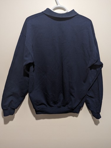 Vintage Nike 90's Double Logo Collared Sweatshirt Embroidered Size Medium Navy - Picture 4 of 10