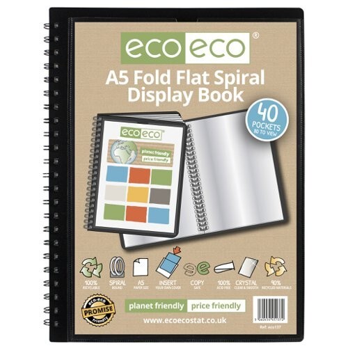Eco Eco A5 Fold Flat Spiral Display Book 40 Pockets To View ECO137